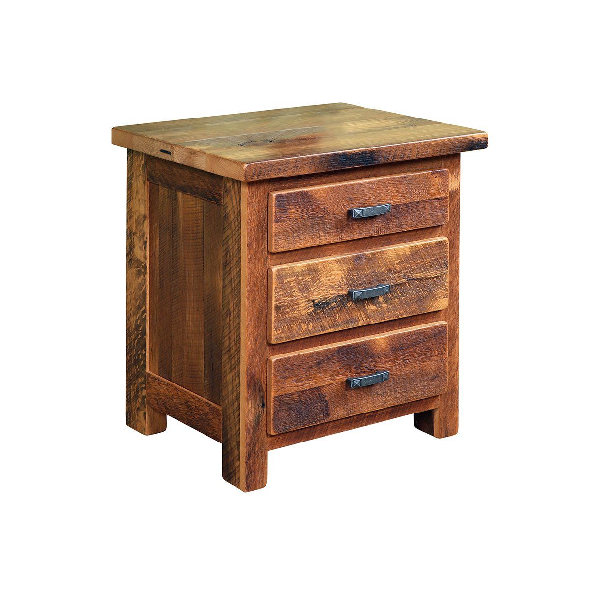 Reclaimed Barnwood Nightstand, 3 Drawers