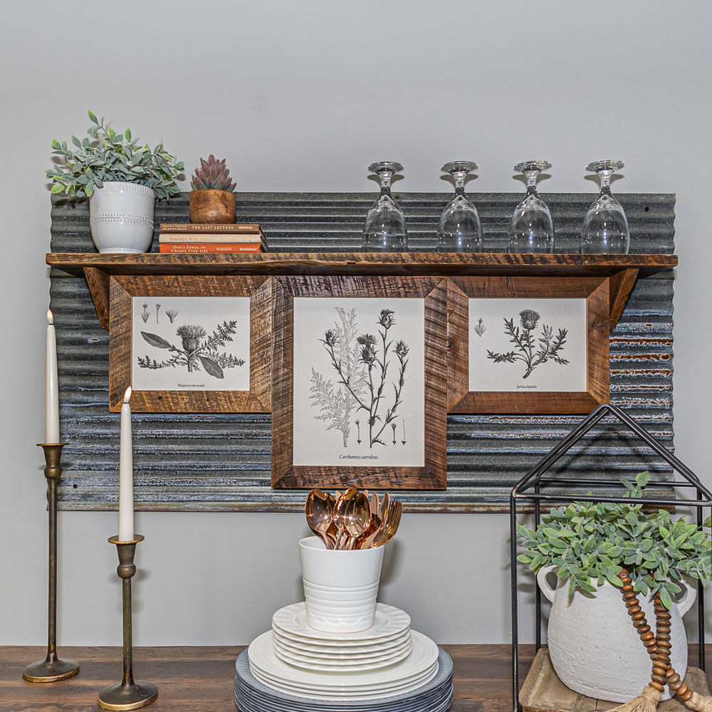 3 Opening Picture Shelf, Reclaimed Barnwood