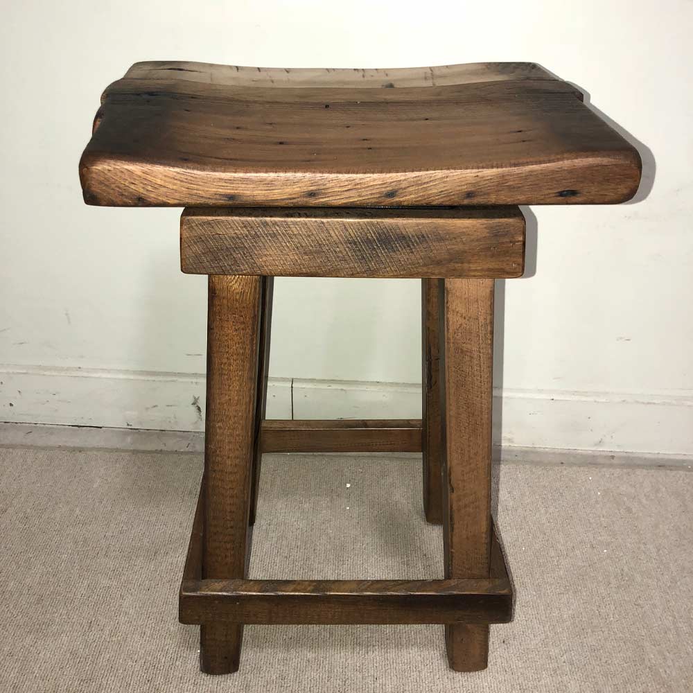 reclaimed wood stool with swivel