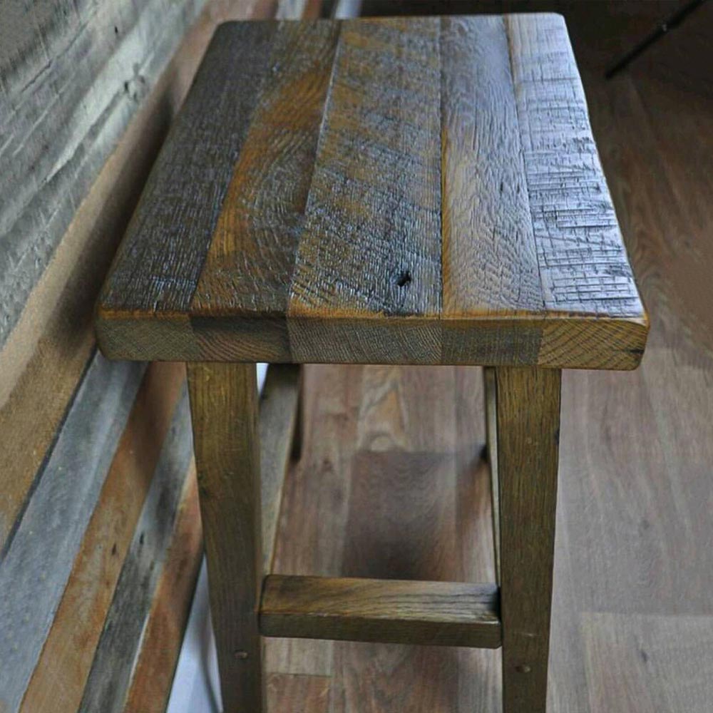 Rustic Counter Height Stool in Reclaimed Wood