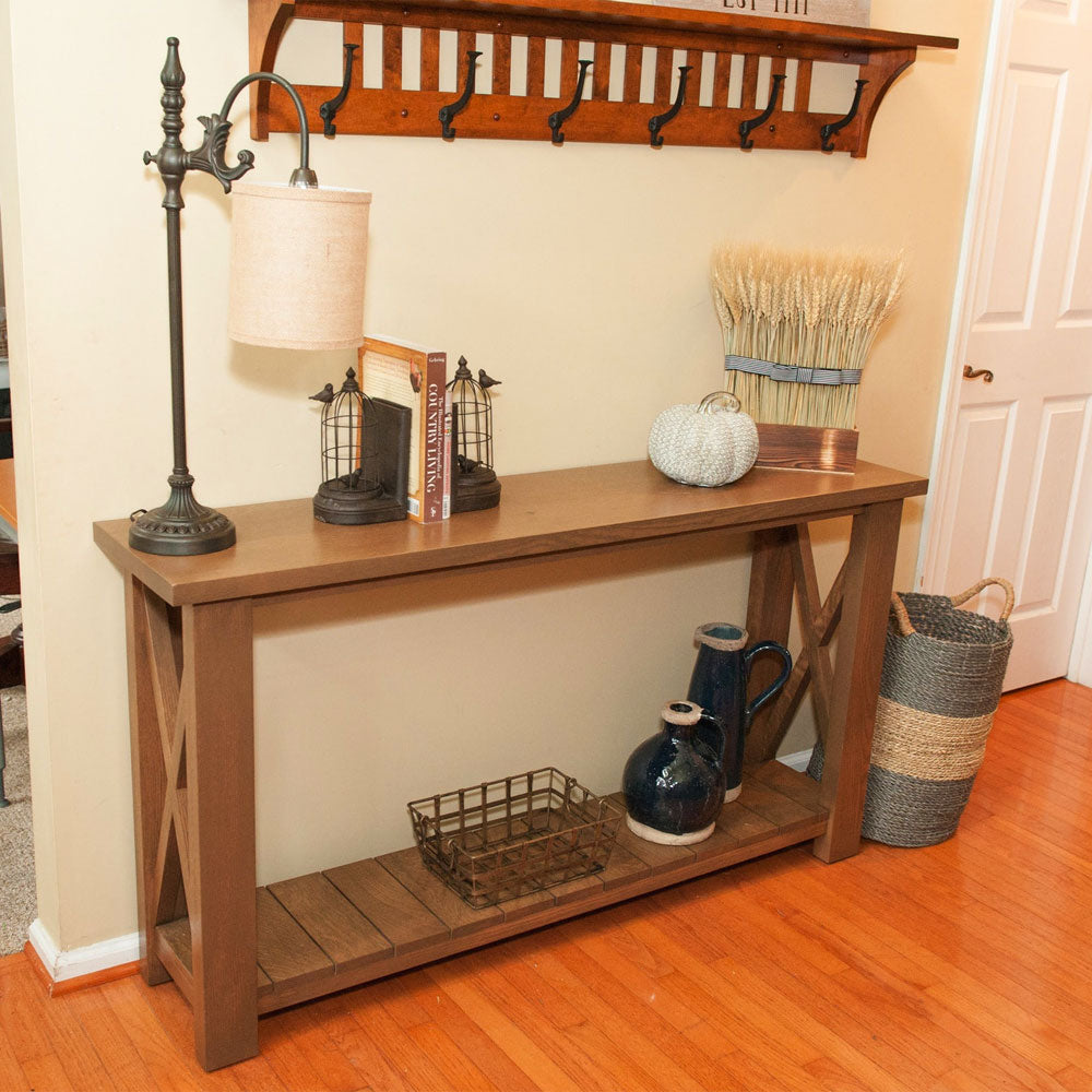 Rustic console deals table with doors