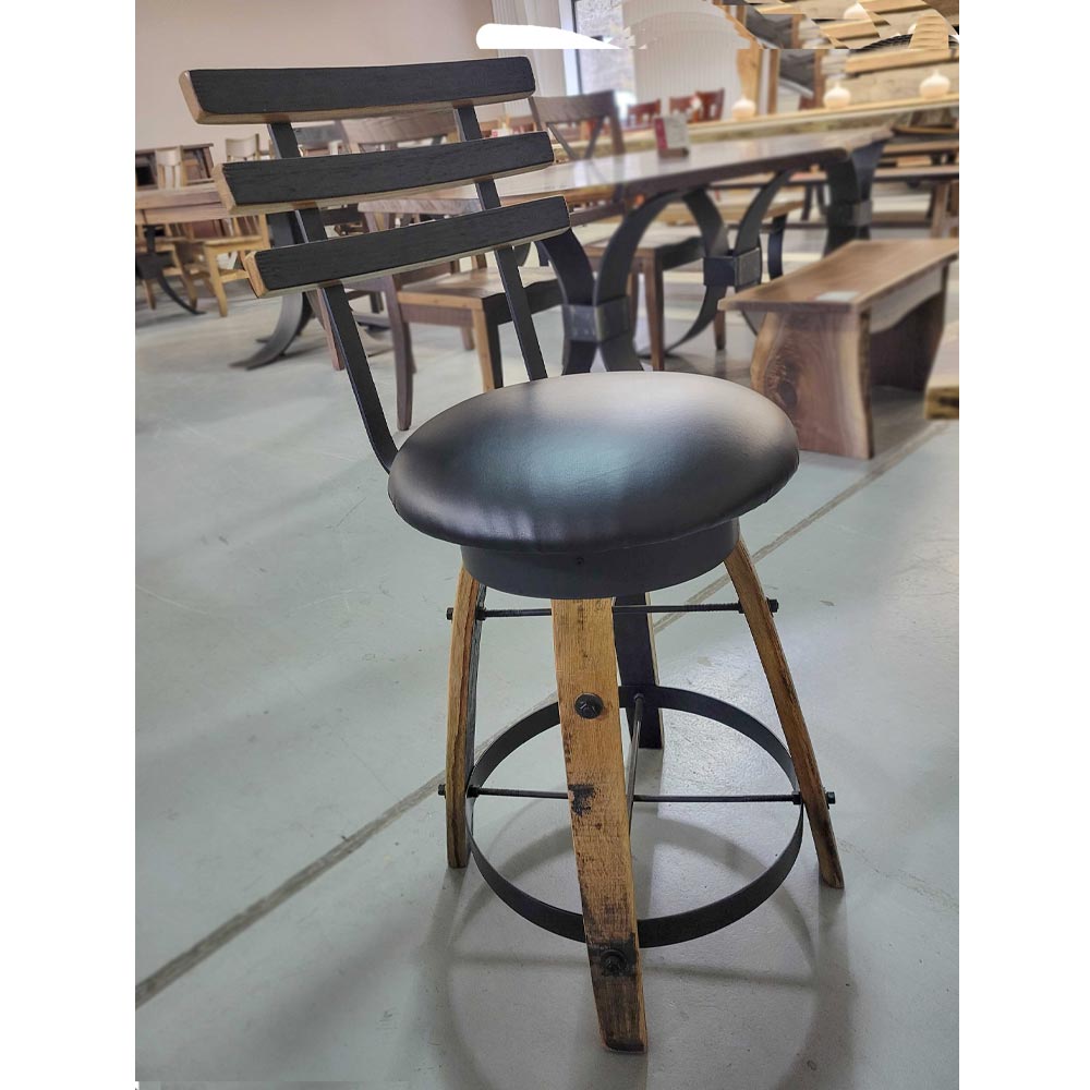 Rustic Industrial Whisky Barrel Bar Stool