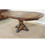 48" Hampton Reclaimed Oak Barnwood Expandable Round Dining Table