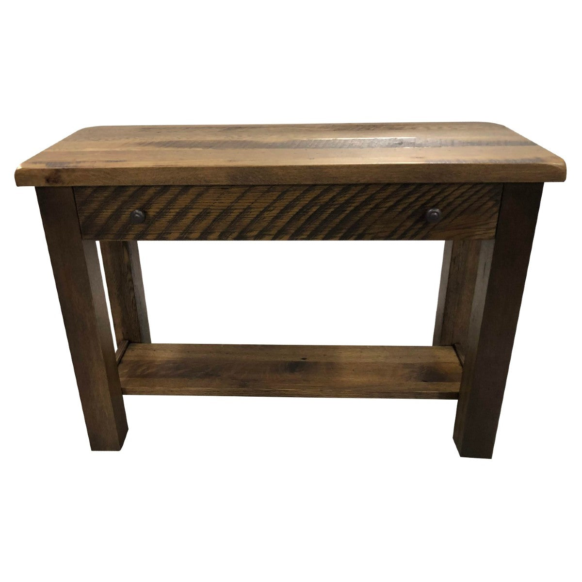 Rustic console table online with stools