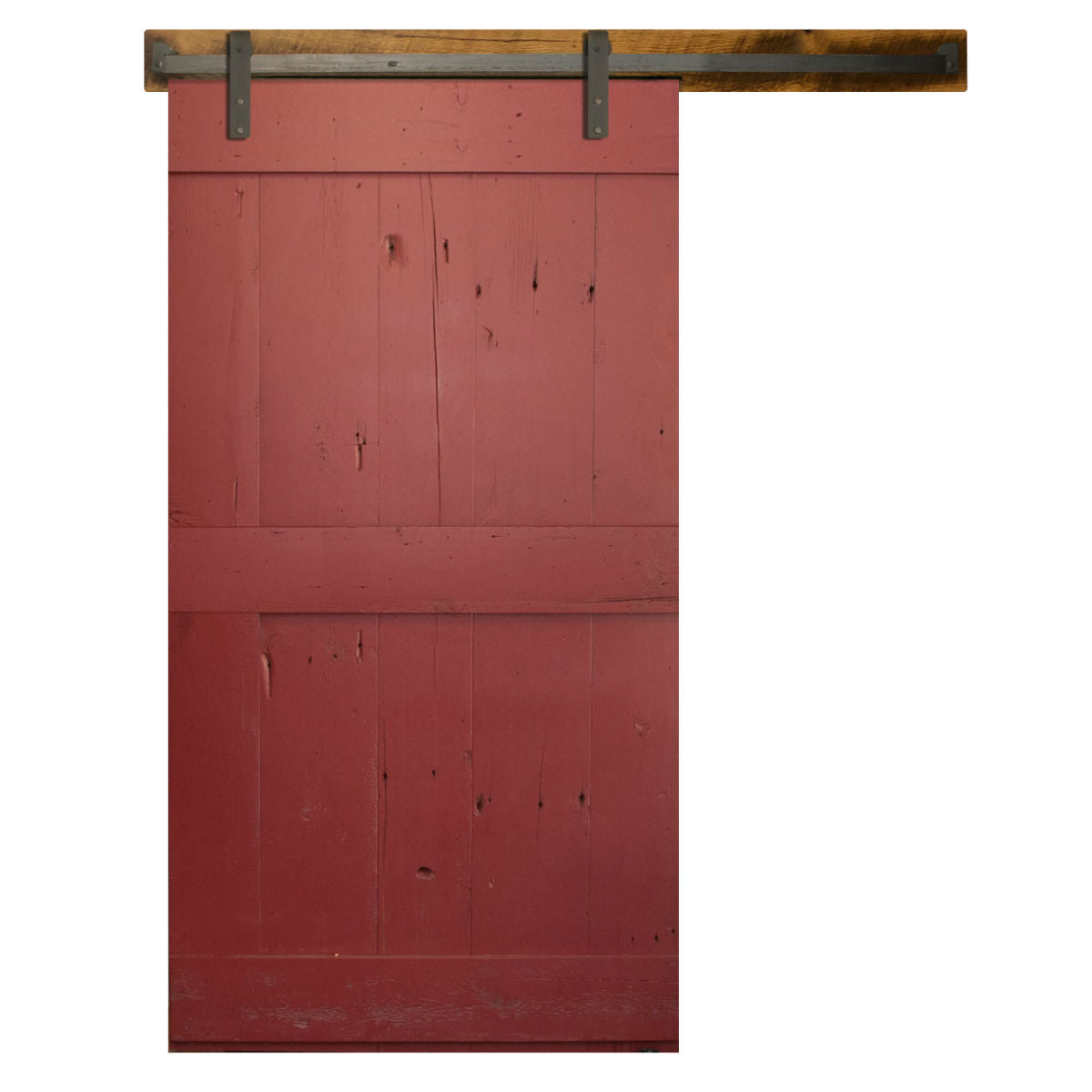 red barn door in pine