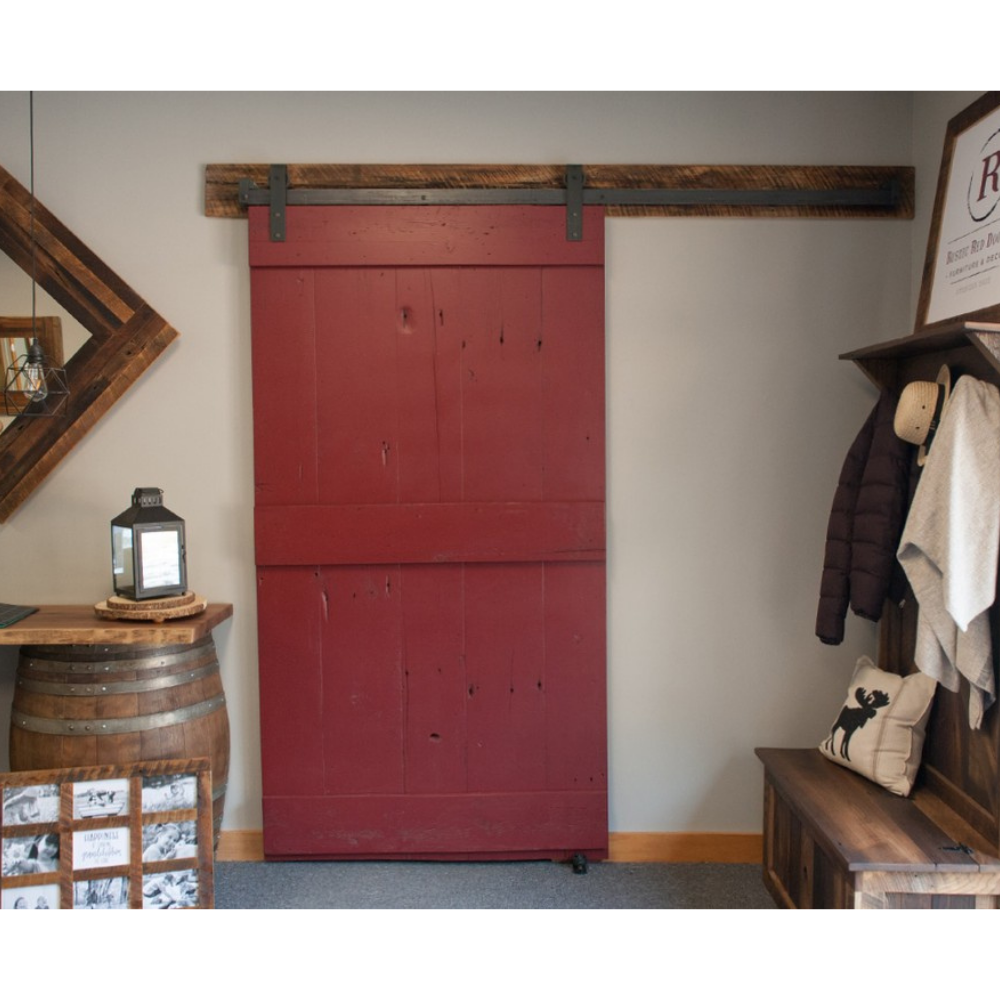 rustic red sliding barn door