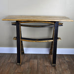 Hickory top, whiskey barrel stave console table