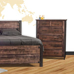 Rustic Wood Tall Dresser, Brown Maple