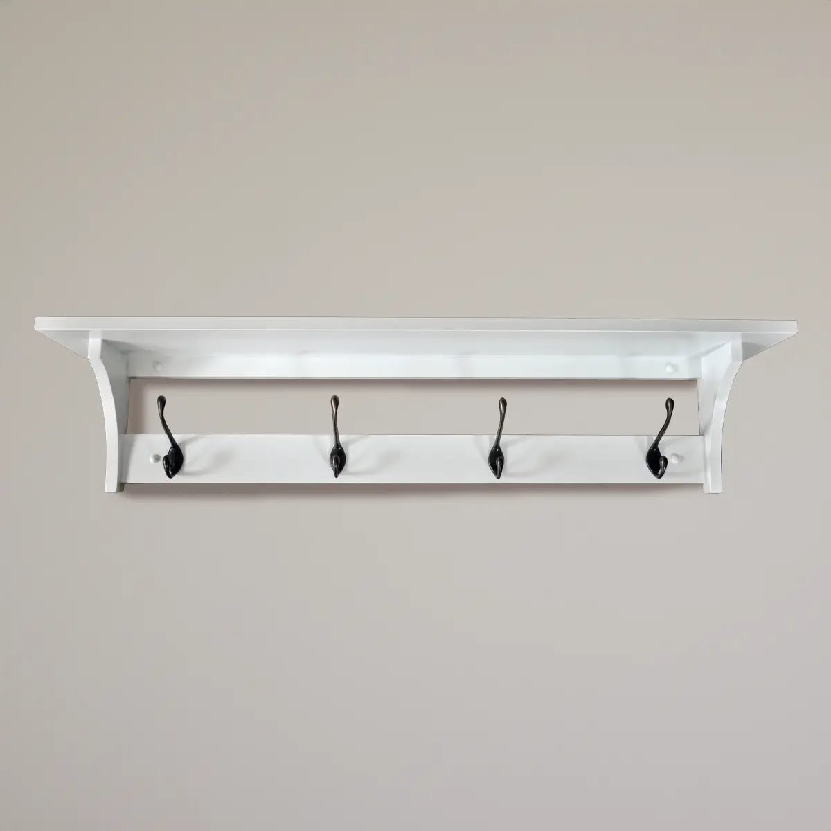 Shaker Style White Coat Rack with Shelf