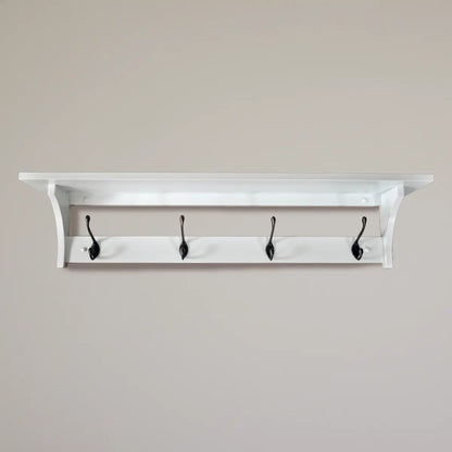 Shaker Style Coat Rack with Shelf l Rustic Red Door