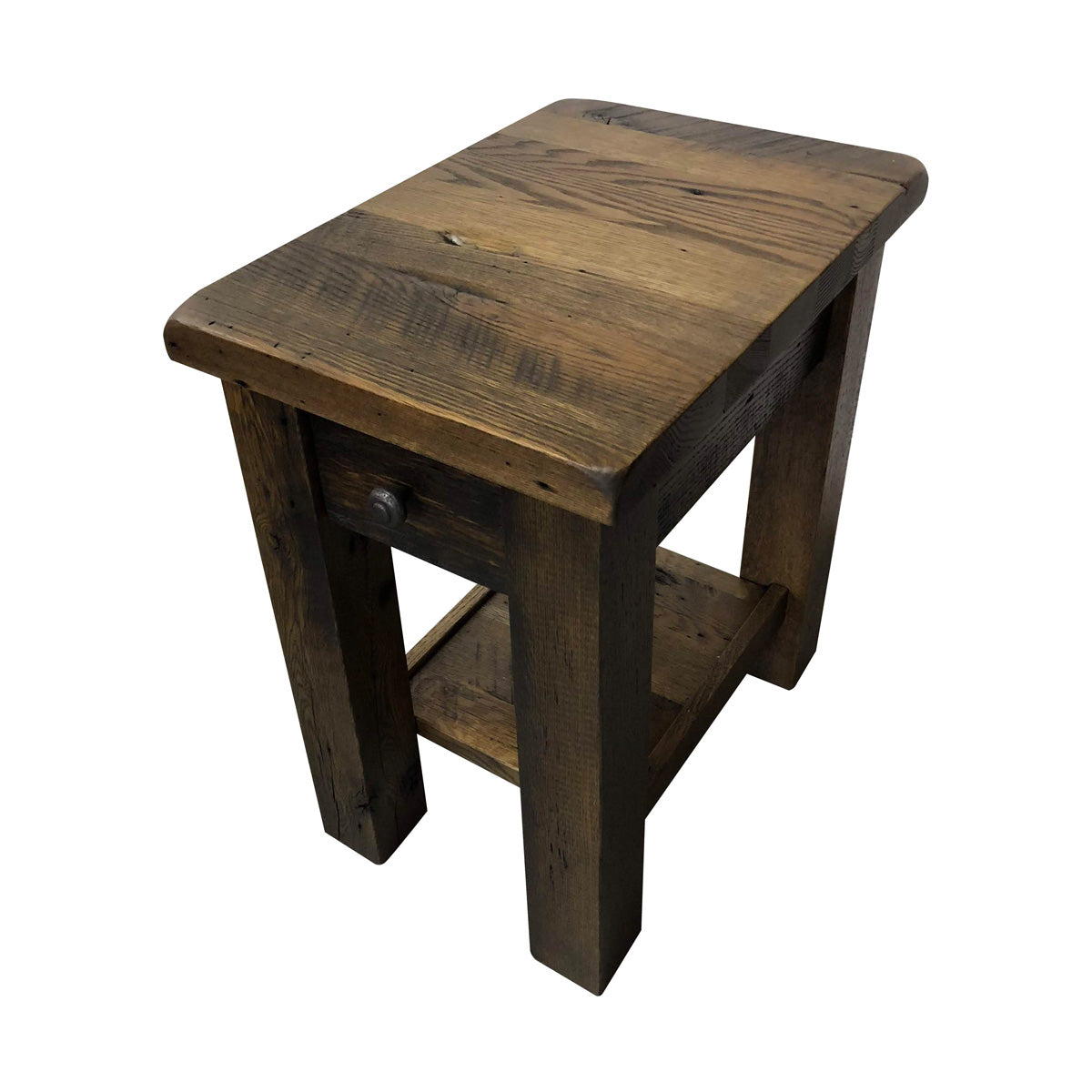 Small rustic wood side shop table