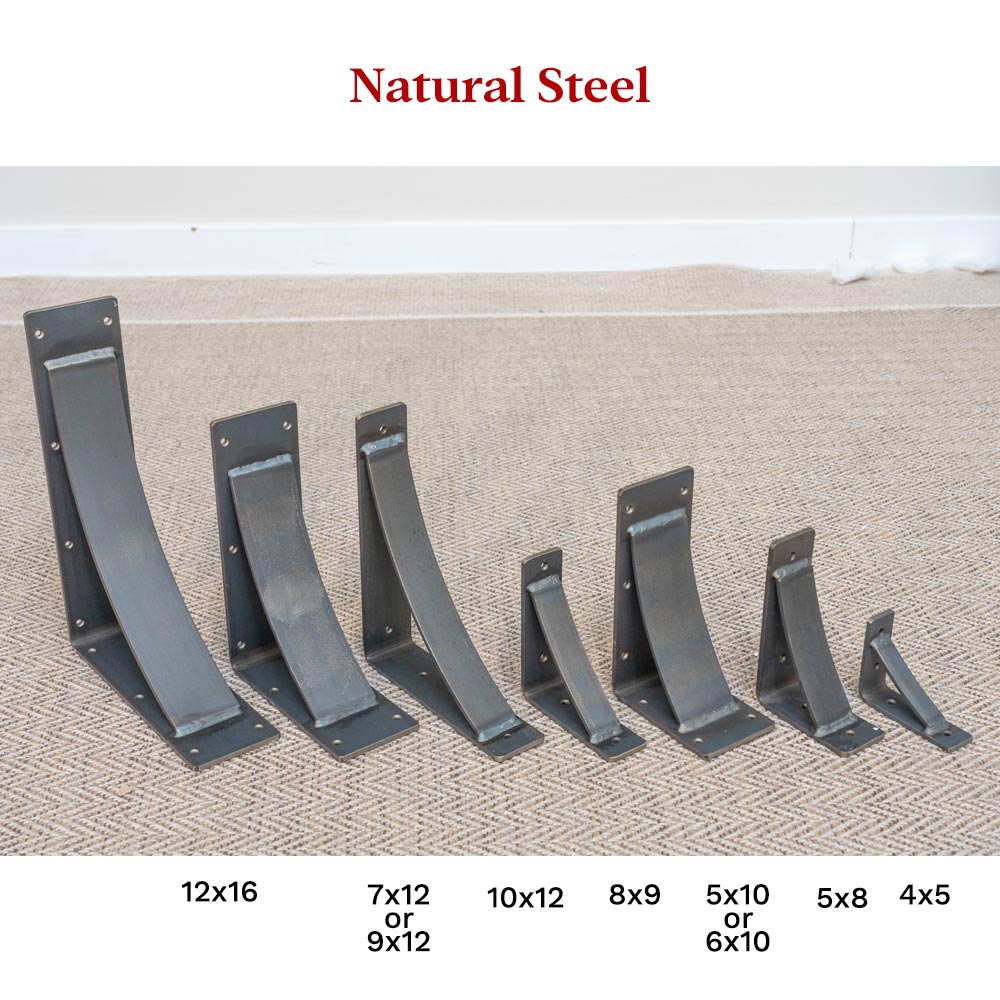 steel shelf bracket sizes