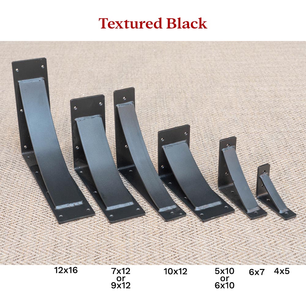 Textured Black Steel Bracket Sizes