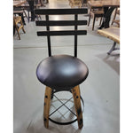 Whiskey Barrel Stave Stools with Padded Swivel Seat