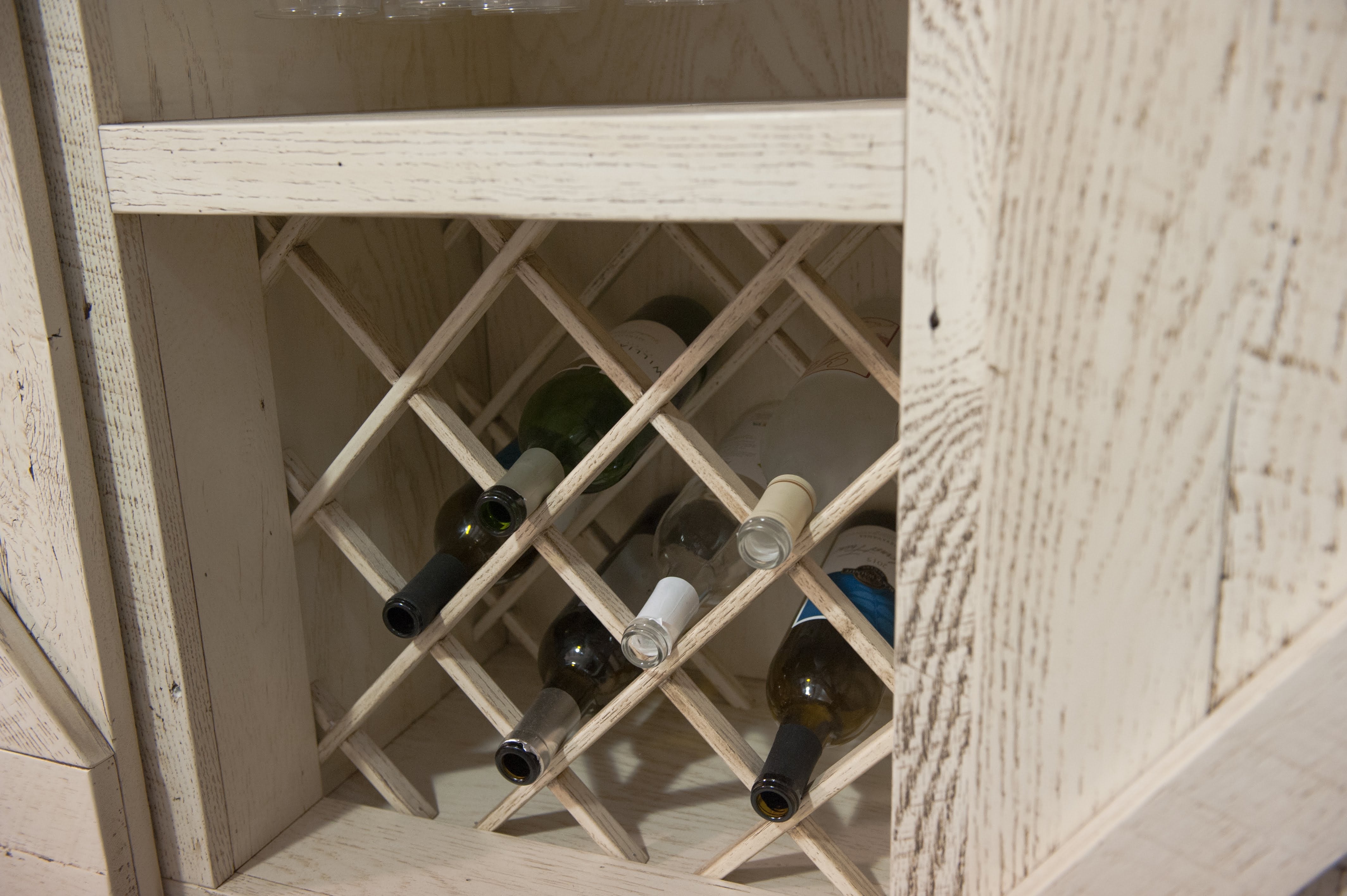 White buffet cabinet with wine online rack