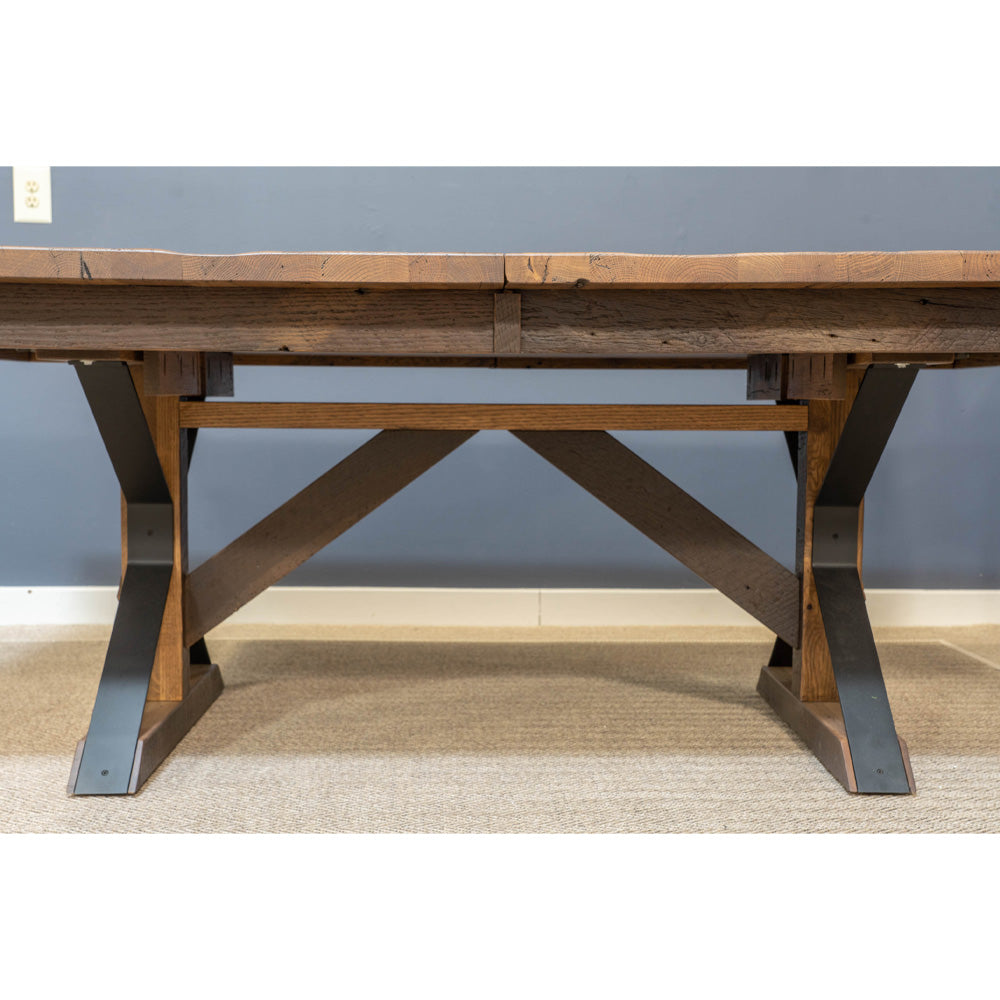 Norway Barnwood Dining Table, Wood and Steel Base